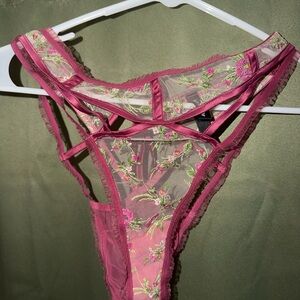 VS/For Love and Lemons Cutout Embroidered Floral High Waist Cheeky Panty Medium